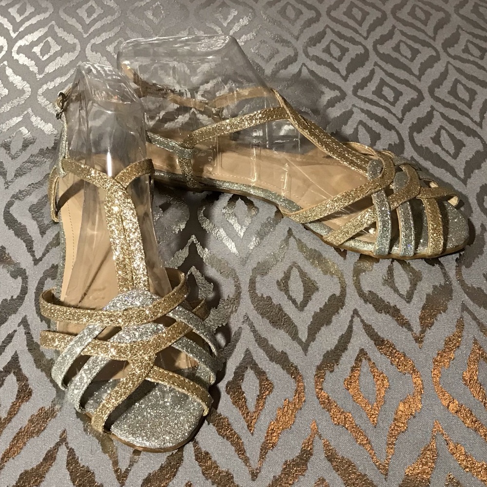 Shimmery sandals.